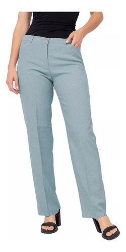 Pantalon De Vestir De Mujer Labrado Celeste