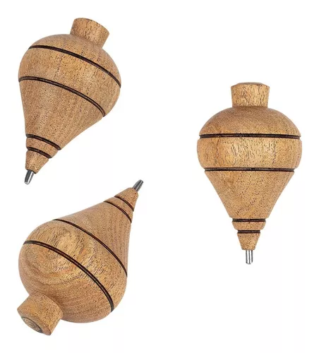 Paquete de 3 trompos de madera tradicionales de trompo mexicano con cordón  y puntas de metal, trompos grandes de madera, jugetes mexicanos