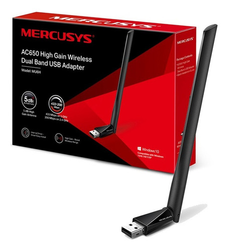 Adaptador Wifi Usb Mercusys Mu6h Ac650 Alta Ganancia