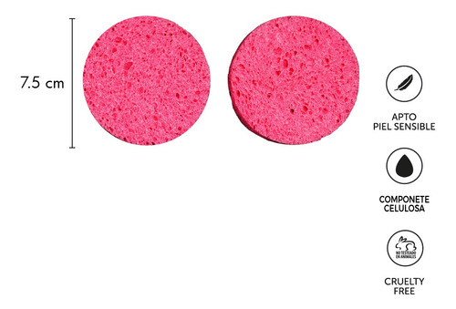Imagen 3 de 6 de Set 2 Esponjas De Limpieza Facial Celulosa Fascino