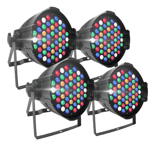 4x Refletor Par Led Rgbwa 54 Leds 3w Dmx Optipar Alumínio
