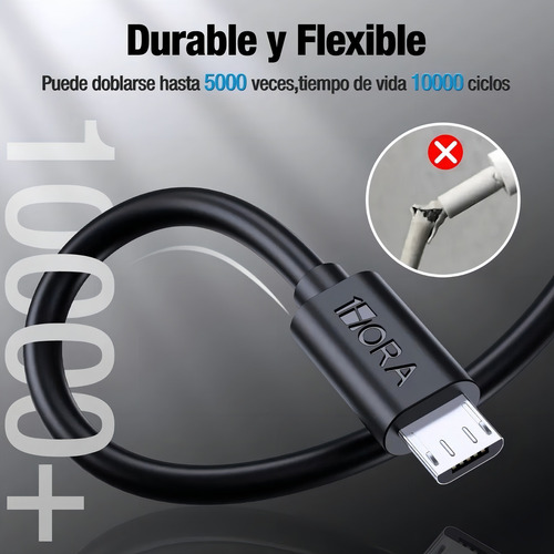 1hora Cab236 Usb Micro Usb V8 Negro Negro