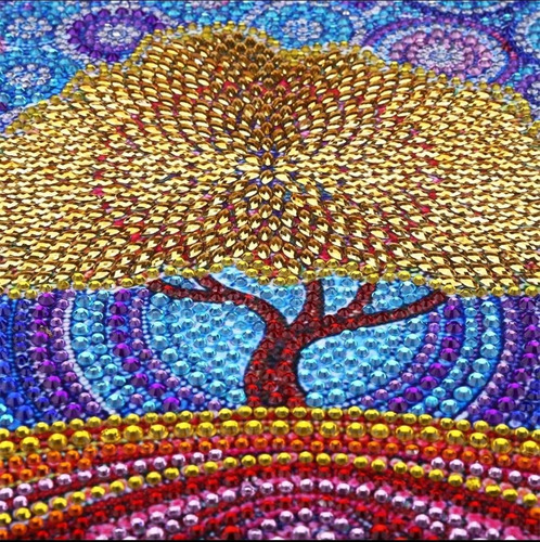 Puzzle 5d - Pintura Com Diamante- Árvore Da Sorte - 30x30 Cm