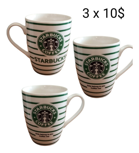 Tasa Para Café Starbucks 400ml Cerámica, Precio X 3 Tasas 