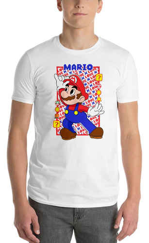 Playera Love Mario Bross Cuadro Videojuegos Pixeleado 8 Bits