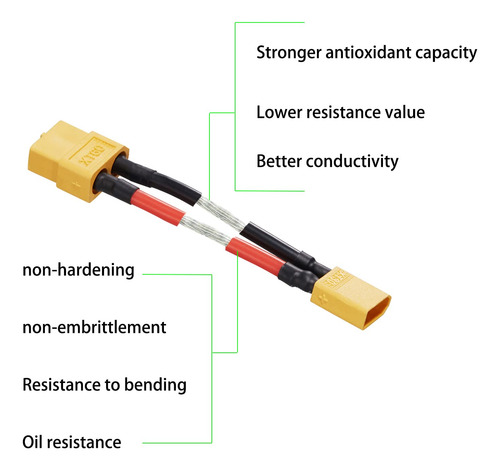 Conector Zhofonet Xt30 Macho A Xt60 Hembra Con Cable De 5 Cm