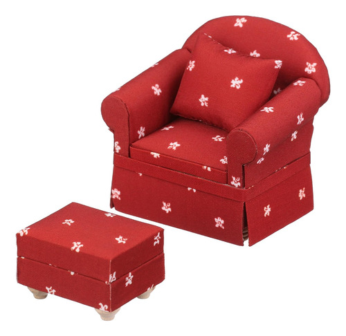 Silla De Sofá De Casa Muñeca Con Otomano, Sillón De Muebles