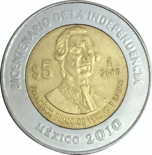 Moneda 5 Pesos Primo De Verdad Sin Puntos Envío Gratis