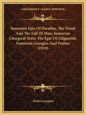 Libro Sumerian Epic Of Paradise, The Flood And The Fall O...