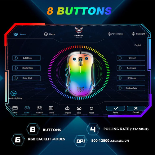 Ratón Para Juegos, Ratón Para Juegos Con Cable Sensor De 12.