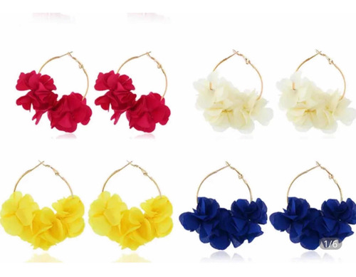 Aros Pendientes Flores Tela Consulte Colores