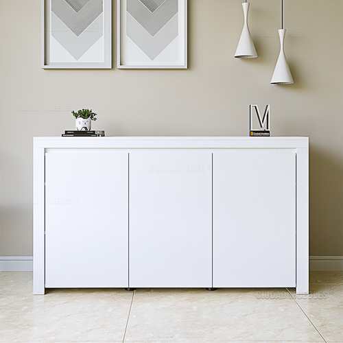 Vajillero Organizador Puertas Y Estantes Internos 140x80cm Color Negro detalle blanco