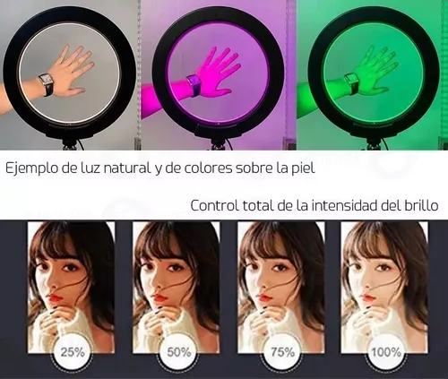 Aro de luz led sobremesa para selfies 25 cm diámetro