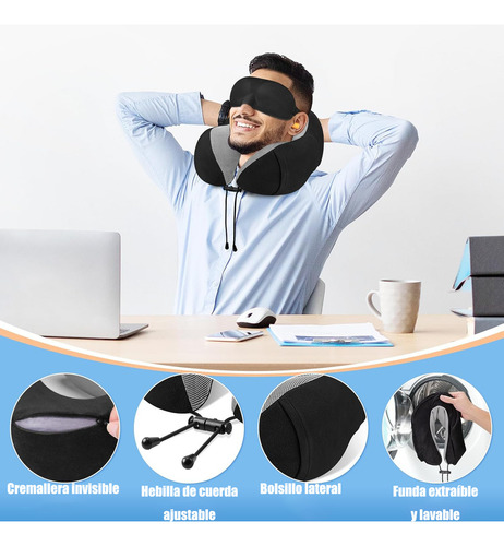 Almohada De Cuello Relajante Para Viaje Cojín Soporte Cómodo