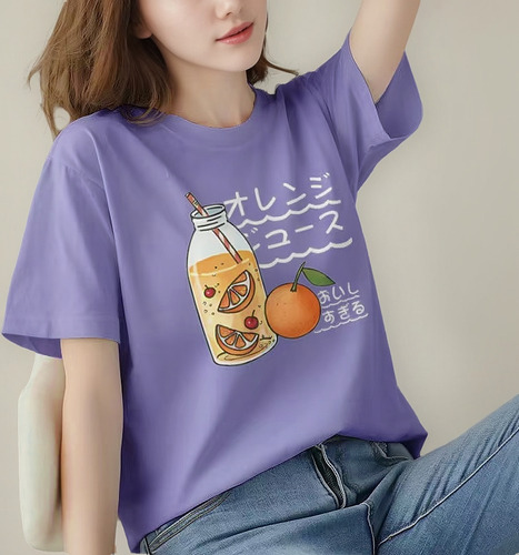Playera Holgada Y Delgada Estampada Para Mujer