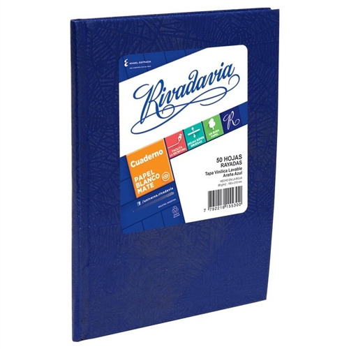 Cuaderno Rivadavia Tapa Dura X 50 Hojas Rayado Azul