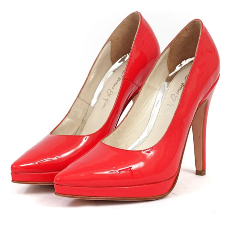 Zapato Stiletto Mujer Rojo Taco Aguja Saverio Di Ricci Jena.