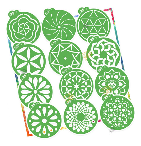 Set Stencils Plantilla Mandalas Puntillismo Meditacion 12cm