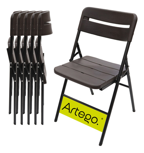 Silla Plegable Acabado Tipo Madera Plástico Hdpe Ligera Folding Chair Compacta Para Terraza Jardín Eventos Paquete De 6 Sillas