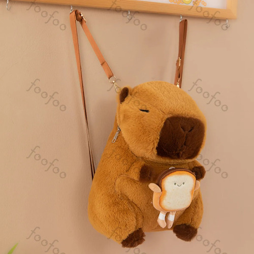 Bonita Mochila Felpa Forma Capibara Para ,mochila De Peluche De Capibara Foofoo Pan De Billetera