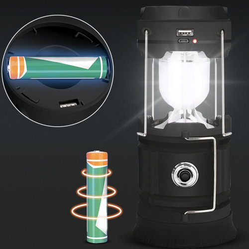 Lampada Acampamento Lampião Portátil Luminária Camping Wct Cor Preto