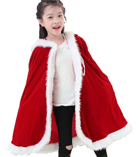 Christmas Mrs Santa Claus Robe Velvet Hooded Cappa Cloak Xma