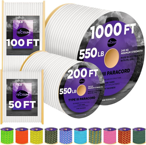 Teceum Paracord Cordón Nylon Resistente En 45 Colores