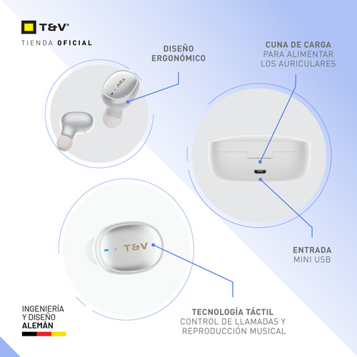 Auriculares in-ear inalámbricos Thonet & Vander Bohne, color blanco