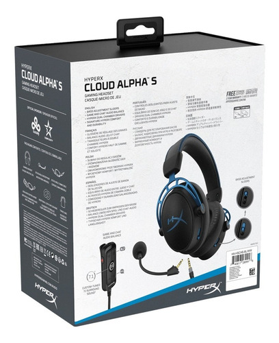 Imagen 7 de 7 de Audífonos gamer HyperX Cloud Alpha S HX-HSCAS x 1 unidades blue