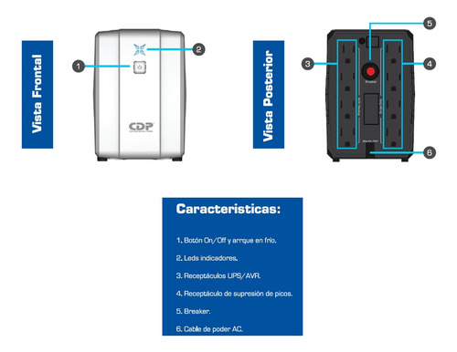 Imagen 4 de 9 de Ups Regulador Voltaje Cdp 500va 8 Tomas 120v Bagc