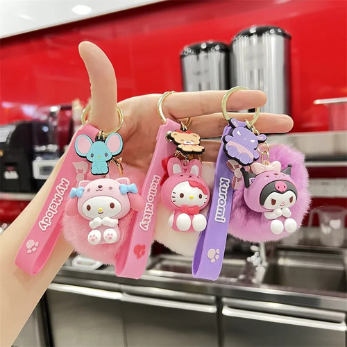 Llavero Kuromi Pijama Pompom Sanrio Hello Kitty, Kawaii Cute