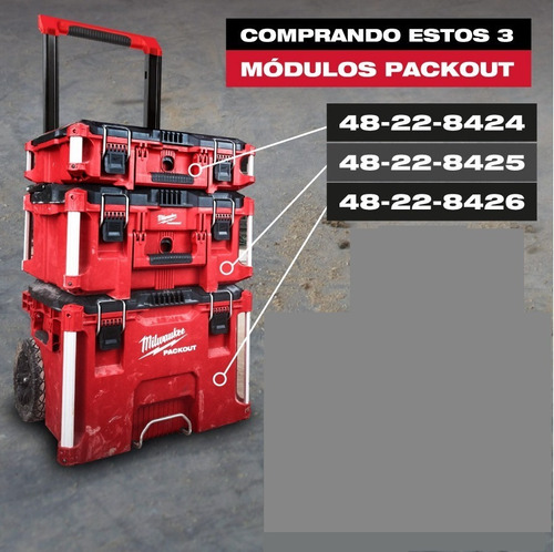 Imagen 3 de 4 de Caja De Herramientas Packout Milwaukee Combo 3 Cajas