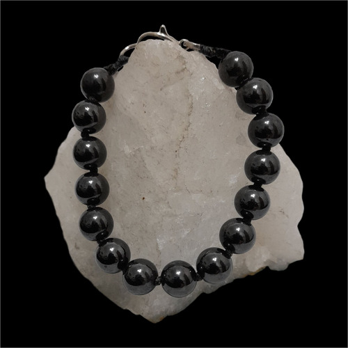 Psb2504 Pulsera Piedra Hematite Gris Oscuro 19 Cm