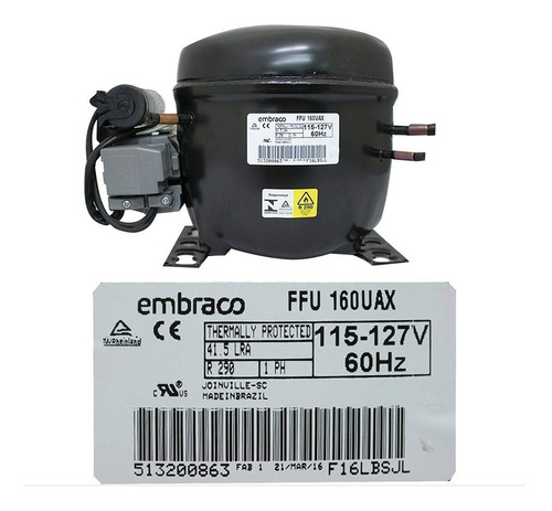 Compresor Marca Embraco 1/2hp R290 115-127v 60hz Mbp/lbp