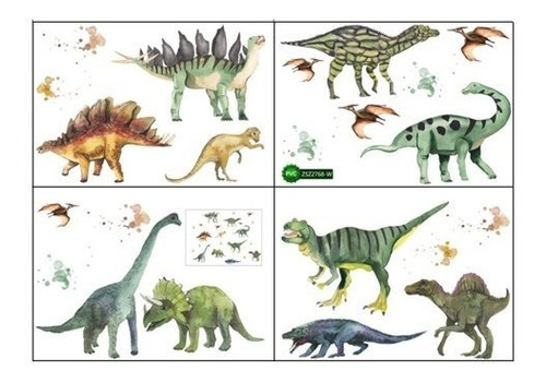 Sticker Adhesivos Wallpaper Dinosaurios Decoración Niños Color Dinosaurio