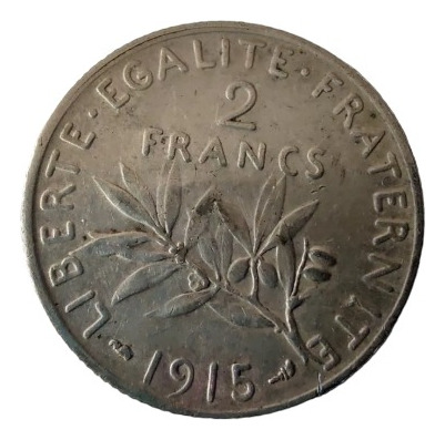 Moneda Francia 2 Francs 1915 Plata 0.835(x11