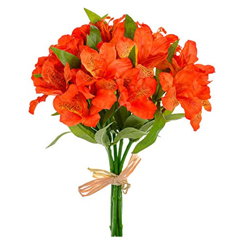 Ramo De Alstroemeria Artificial Naranja 13 Pulgadas X 5...