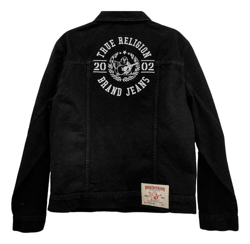 True Religion Chamarra De Mezclilla Jet Black Hombre Bordado