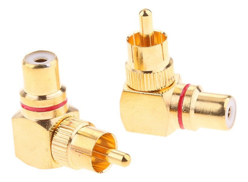 . 2 Adaptadores Rca De Ángulo Recto Macho A Hembra De 90