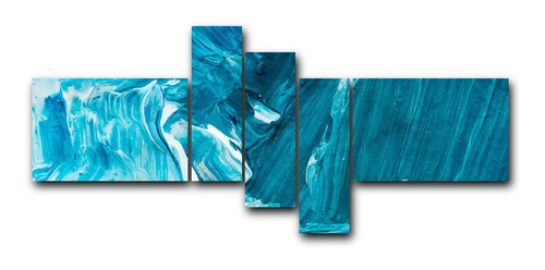 Cuadro Decorativo Canvas 5pz 120x50 Abstraccion Azul