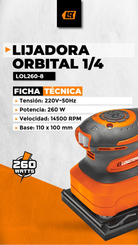 Lijadora orbital Lüsqtoff LOL260-8 naranja 50Hz 260W 220V