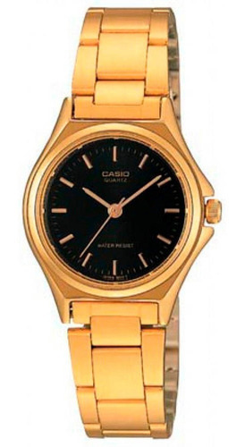 Reloj Casio Ltp-1130n-1ardf Mujer 100% Original Color de la correa Dorado Color del bisel Negro Color del fondo Negro