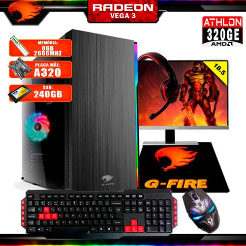 Pc Gamer G-fire Htg-729 320ge 8gb Vega 3 2gb Ssd 240gb 18,5