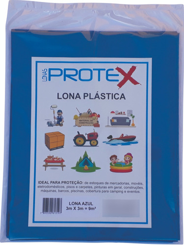 Lona Plástica 3x3 Azul Grossa Impermeável Kit Pintura - 6 Un