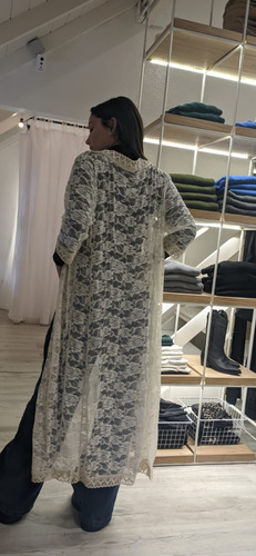 Bata Kimono Para Arriba Traje De Baño Largo Encaje 