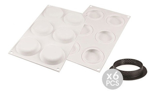 Imagen 1 de 3 de Molde Silikomart Kit Tarte Ring Round 80mm
