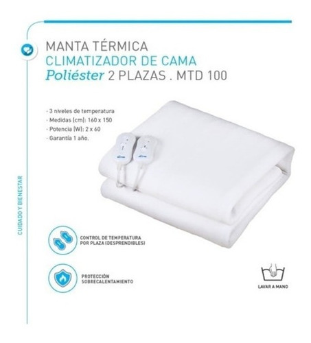 Imagen 2 de 11 de Manta Térmica Polar Calienta Cama Silfab 3-temp Mtd-100