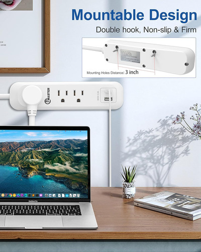 Usb Power Strip Surge Protector Extension Cord De Extensión