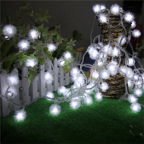 2024 J 10m 80 Luces Navidad A296 Decoración Nieve Pompón