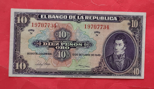 Billete Diez Pesos 1949.
